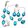 Topaz Blue London Jewelry Set  Gemstone Necklace Gift Sterling