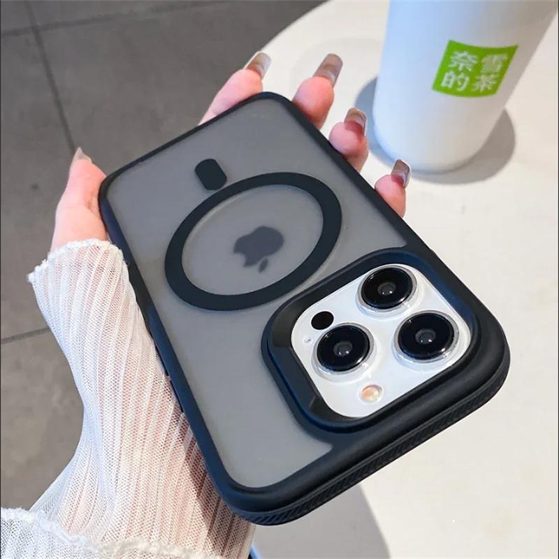 Роскошная рамка цветной матовый полупрозрачный магнитный чехол для Magsafe для iPhone 16 15 14 13 12 11 Pro Max Plus беспроводной зарядный чехол