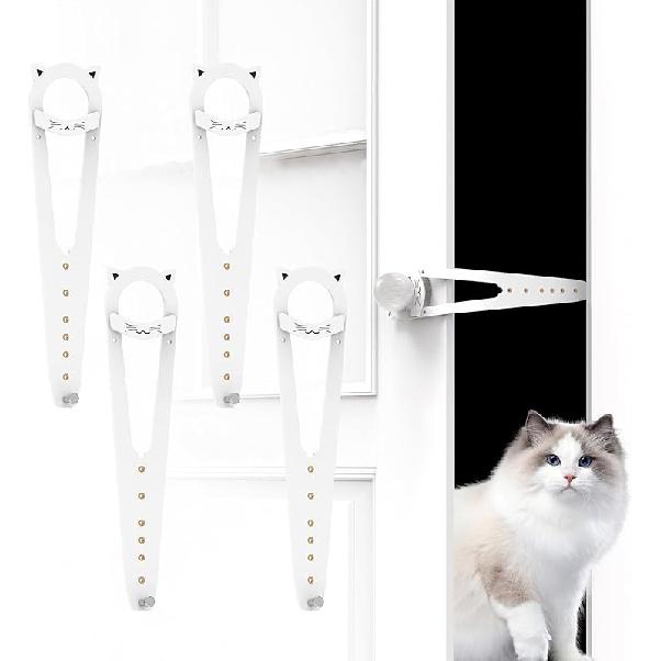 Cat Door Latch with Stabilizer, 7 Sizes Adjustable Cat Door Holder Latch to Keep Dog Out of Litter Box, Economical Alternative of Pet Gates and