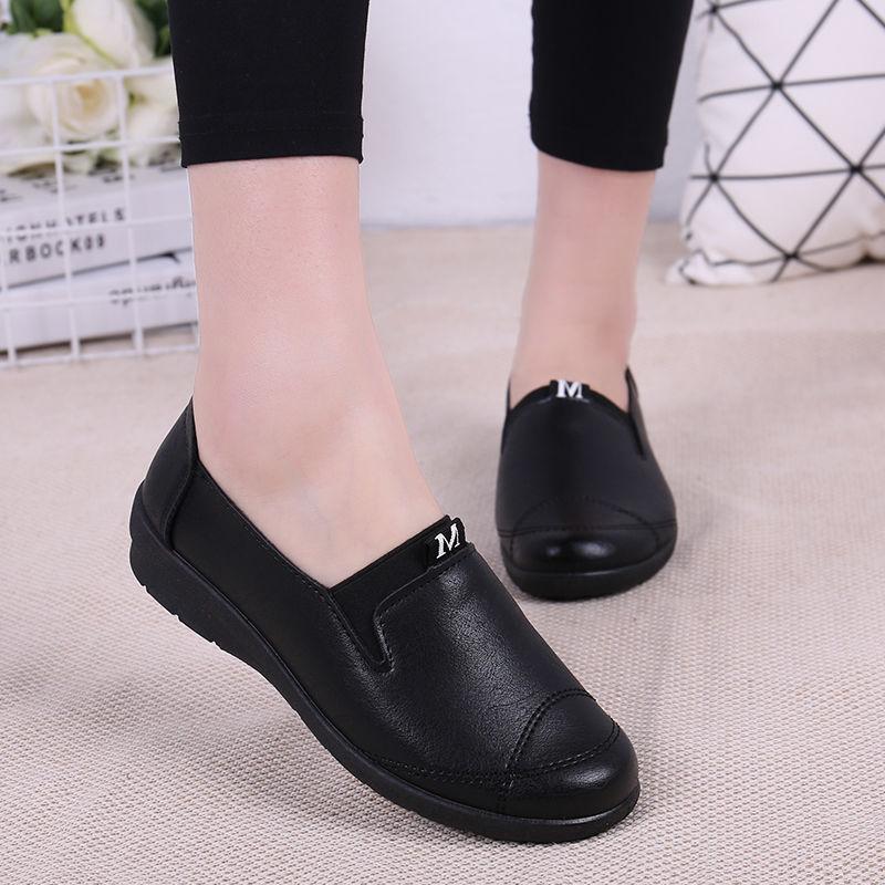 Весенне-осенняя обувь, повседневная обувь, мягкая подошва, средняя толщина кожи, женская обувь на плоской подошве, нескользящая универсальная обувь, обувь для бабушки.