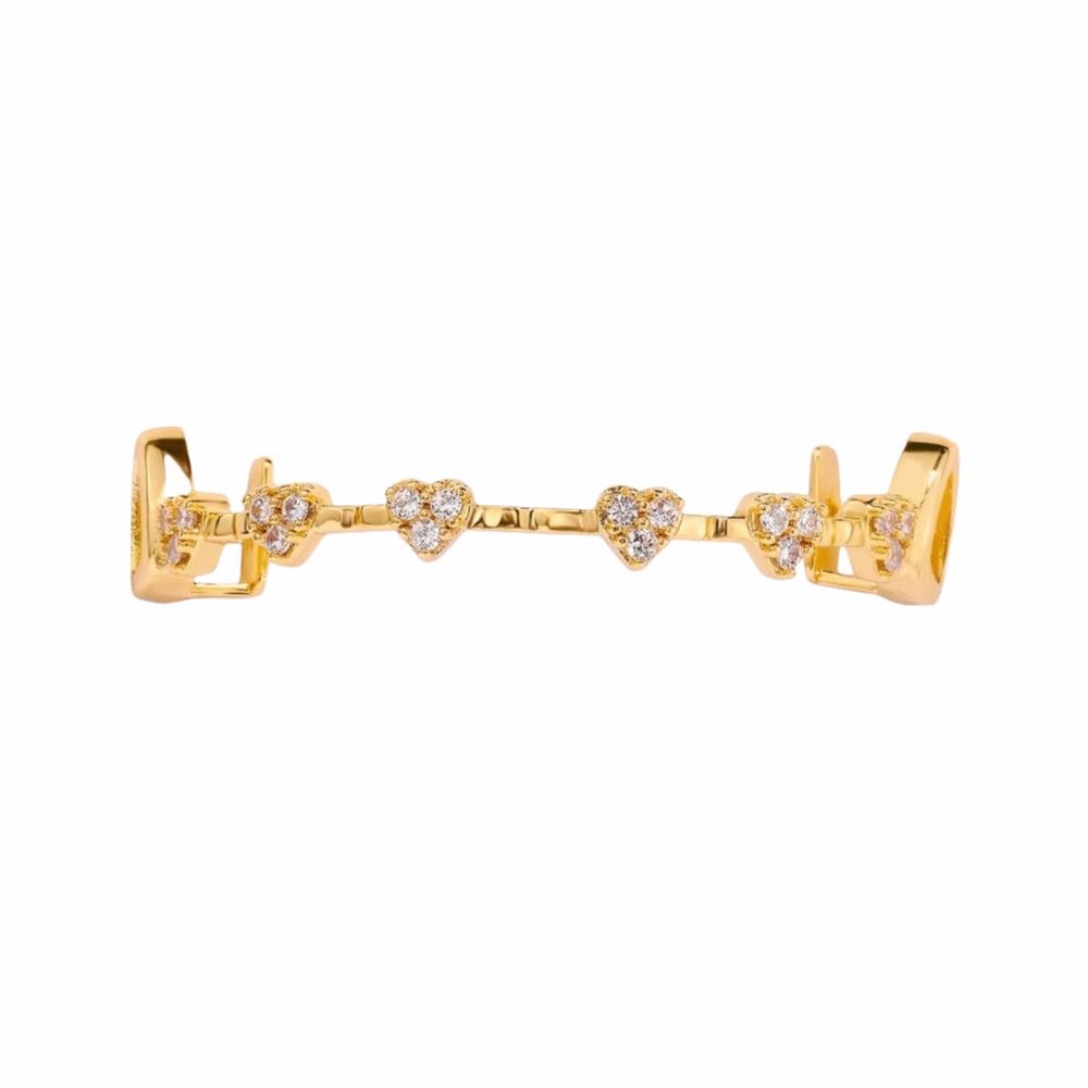 rhinestone Charm Teeth Grillz Double Glossy Love Drill Braces Men Women Jewelry Tooth Socket