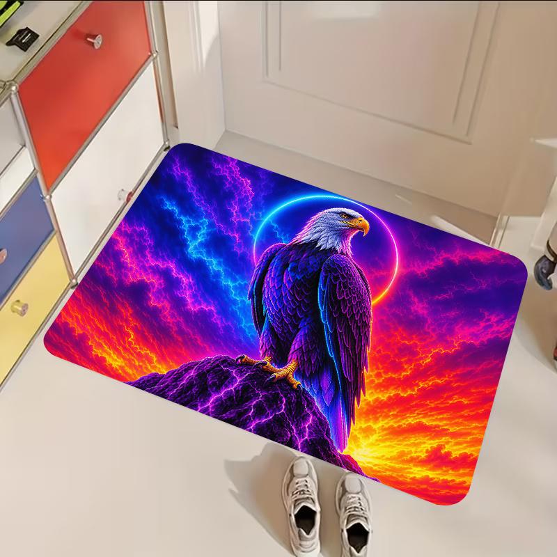 1pc, 2D Flat Printing, Dazzling Eagle Doormat, Indoor Non-Slip Foot Mat, Colorful Non-Slip, Machine Washable Polyester Mat, Suitable for Home Decor, E