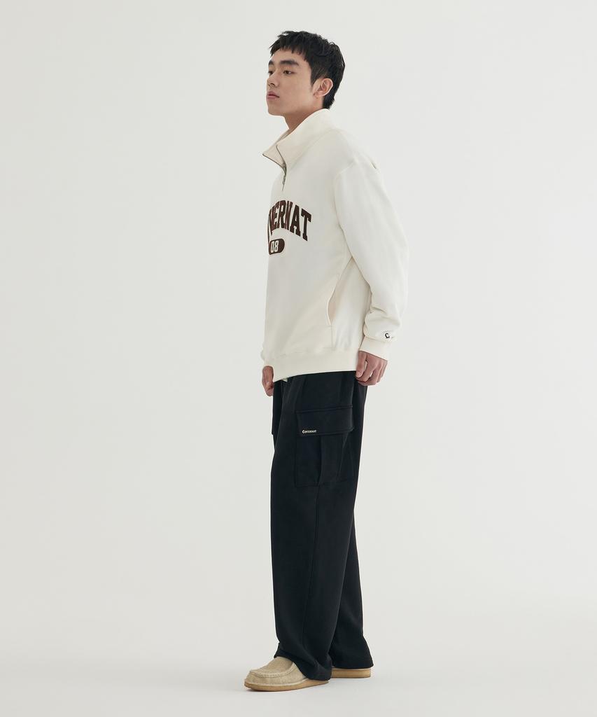 COVERNAT Arch Logo Half-Zip Sweatshirt Melange Gray