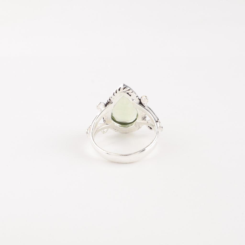 Зеленый Аметист Драгоценный Камень 925 Стерлинговое Серебро Ювелирные Изделия Ручной Работы Нарядное Кольцо RR-57-3
