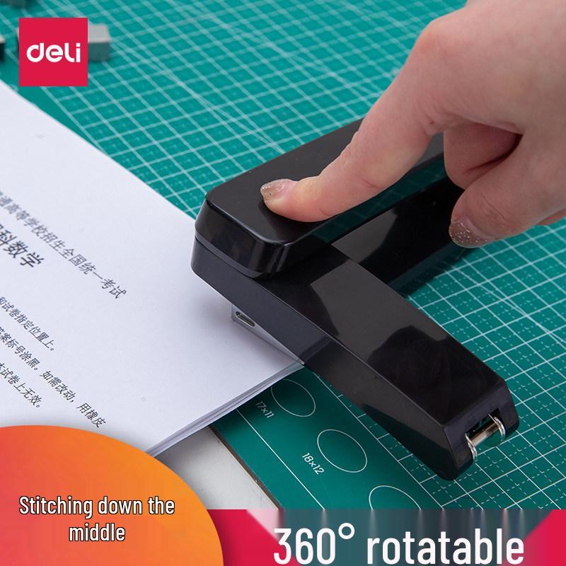 Deli Вращающийся на 360° степлер, не требующий больших усилий, для студентов и офисов