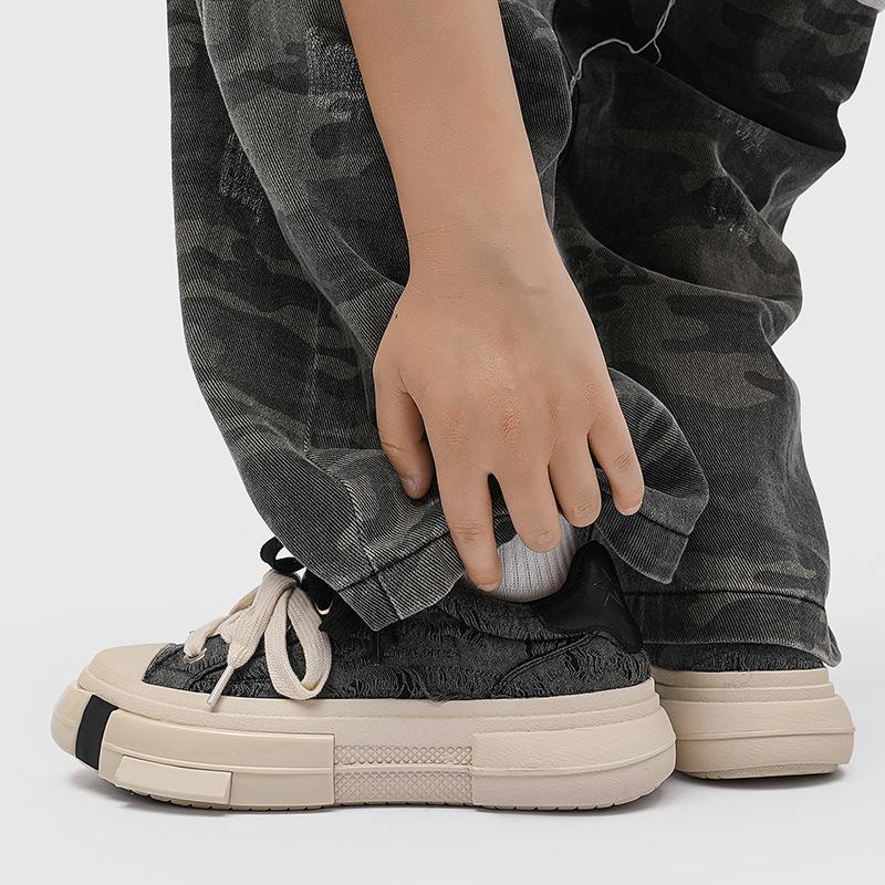 Fashion Men's Sneaker Large Size Mixed Colors Canvas Sport Unisex Shoe Height Increase Platform Round Head All Match Leisure Trainers