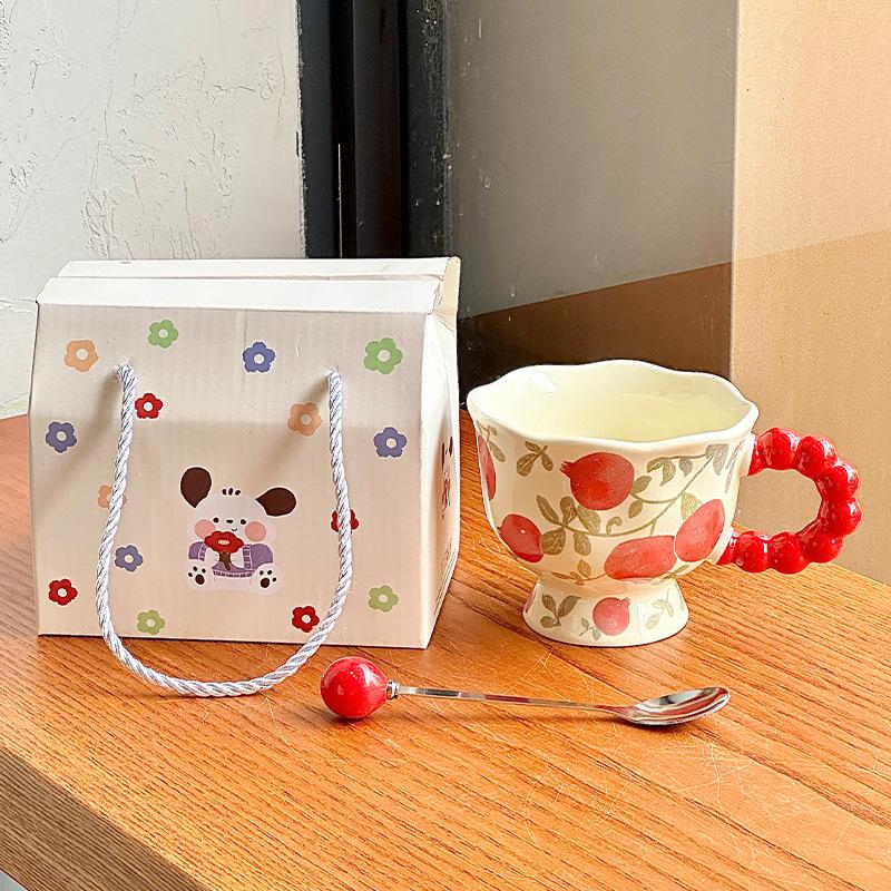 Ins Wind Cute Fruit Ceramic Mug Girls High Value Ceramic Water Cup Children's Breakfast Cup Birthday Gift