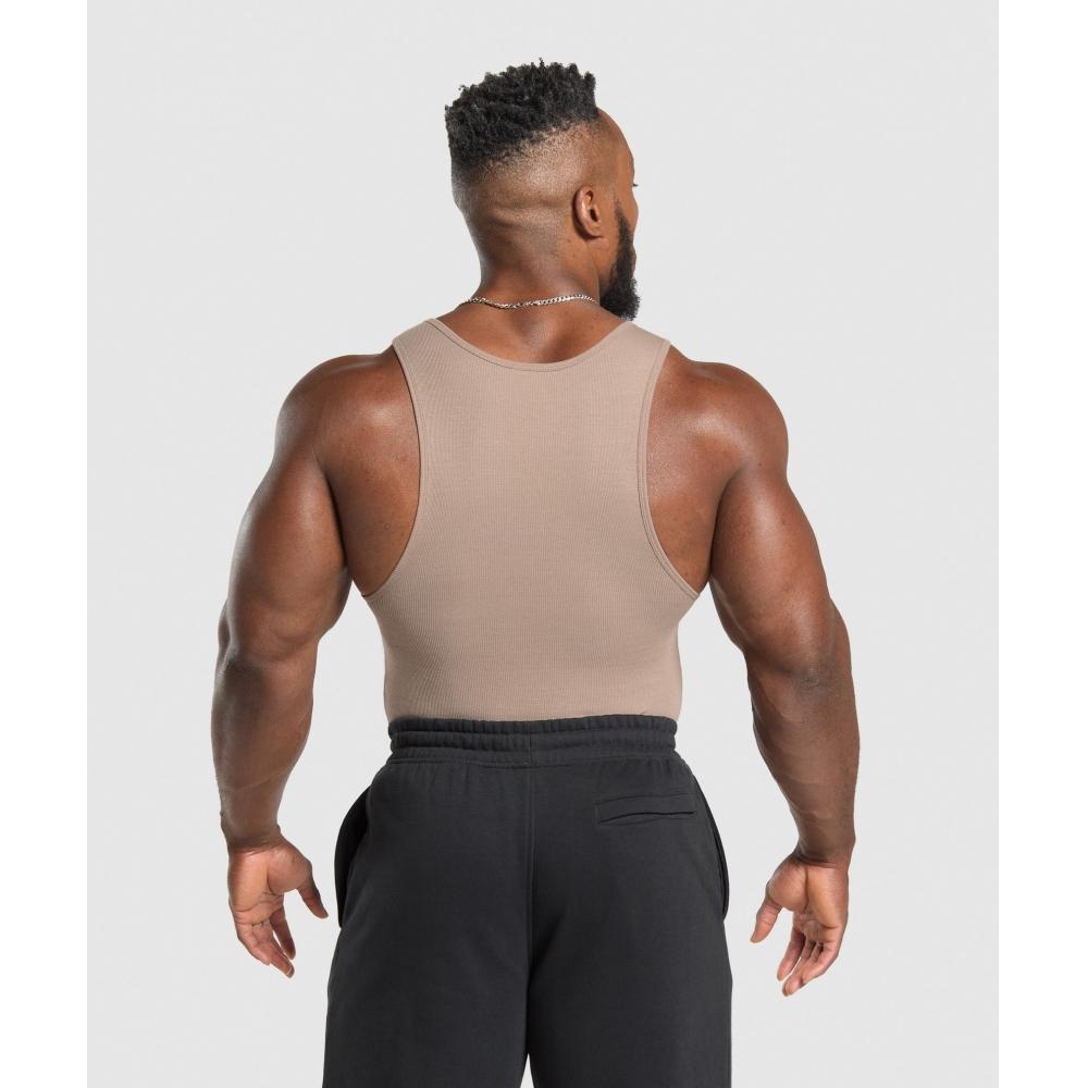 Gymshark Рубашка Ribbed Tank 3pk Denim Grey Pebble Grey Lifestyle Brown A5a2e Gdcd