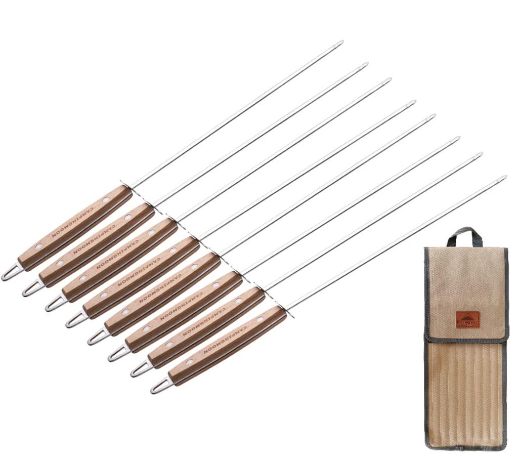 CAMPING MOON Wooden Handle Barbecue Skewers, 470mm, Set of 8, K-480