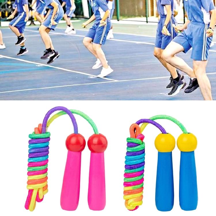 Jump Rope, Cotton Kid Jump Rope with Wood Handle Adjustable Length Skipping Rope