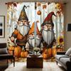 2pcs HD Thanksgiving Long Hat with Three Dwarf Pumpkin Decorative Curtains Yellow Tie Digital Printed Curtains Home Decor Sty