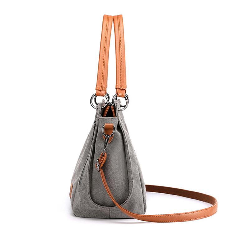 Женская парусиновая сумка на плечо, модные женские сумки, однотонная сумка через плечо, простая повседневная сумка-тоут, портативная дорожная сумка