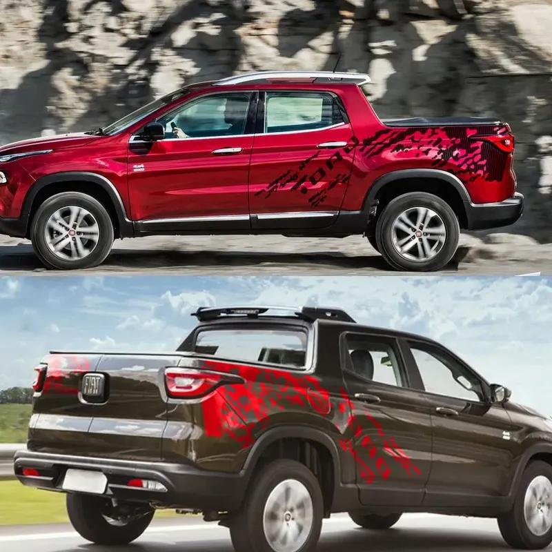Наклейки на боковую часть кузова пикапа для Fiat Toro Rach Ultra Грузовик Графика Брызги Гранж Декор Наклейка Багажник Виниловая Крышка Авто Аксессуары