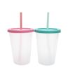 Agafura Heart Thumping Straw Cup 400ml 2-piece Set, Pink, Mint, 2 Pieces