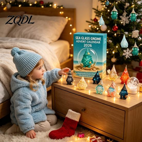 Thoughtful Gifts for Friends Christmas Gnome Advent Calendar 2026, Sea Glass Style Countdown Kids Eco Friendly Holiday Gift Gifts, Mini Hanging