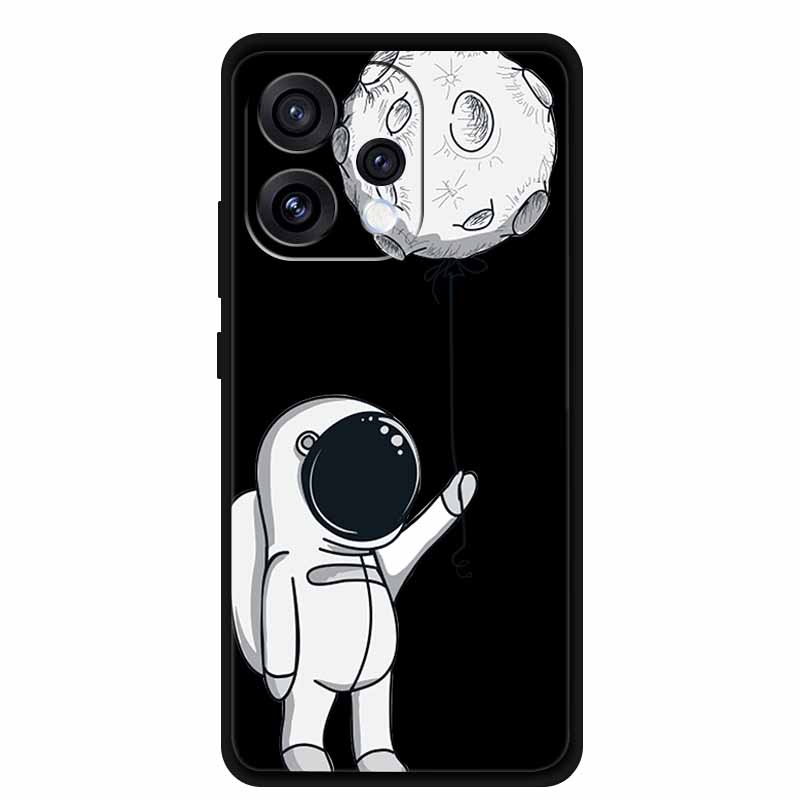 Чехол для Oppo Reno15 5G Цветочный Черный Силиконовый Мягкий Защитный Задний Чехол для Oppo Reno 15C 2025 Чехол для Телефона Coque Мультяшные Ракушки