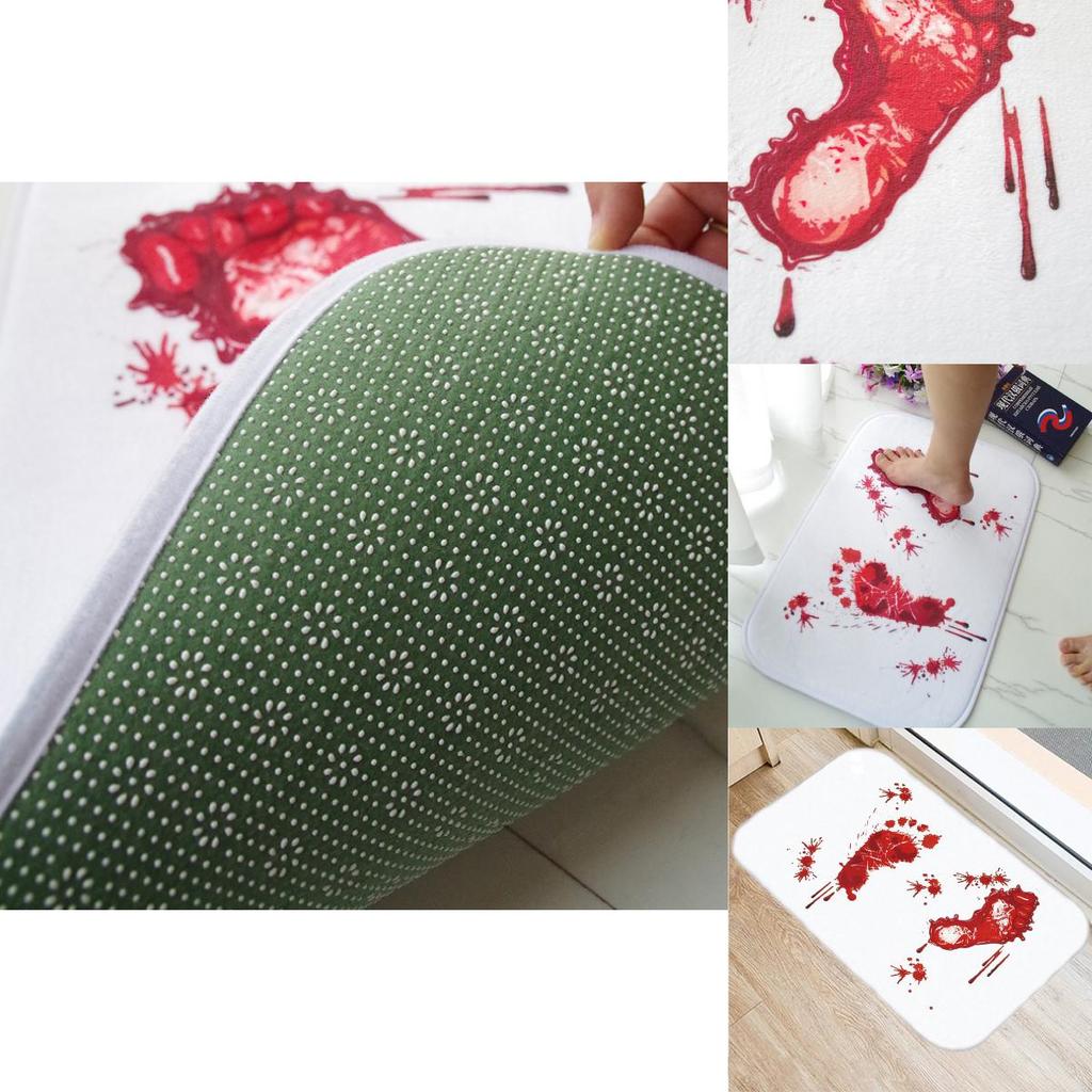 Halloween Cartoon Door Mat With Blood Footprint Pattern For Home Entryway Decor