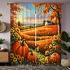 2 Pieces HD Field Sunflower Garden Maple Harvest Fruit Decorative Curtain Yellow Tie Digital Printed Curtain Home Decoration Sty