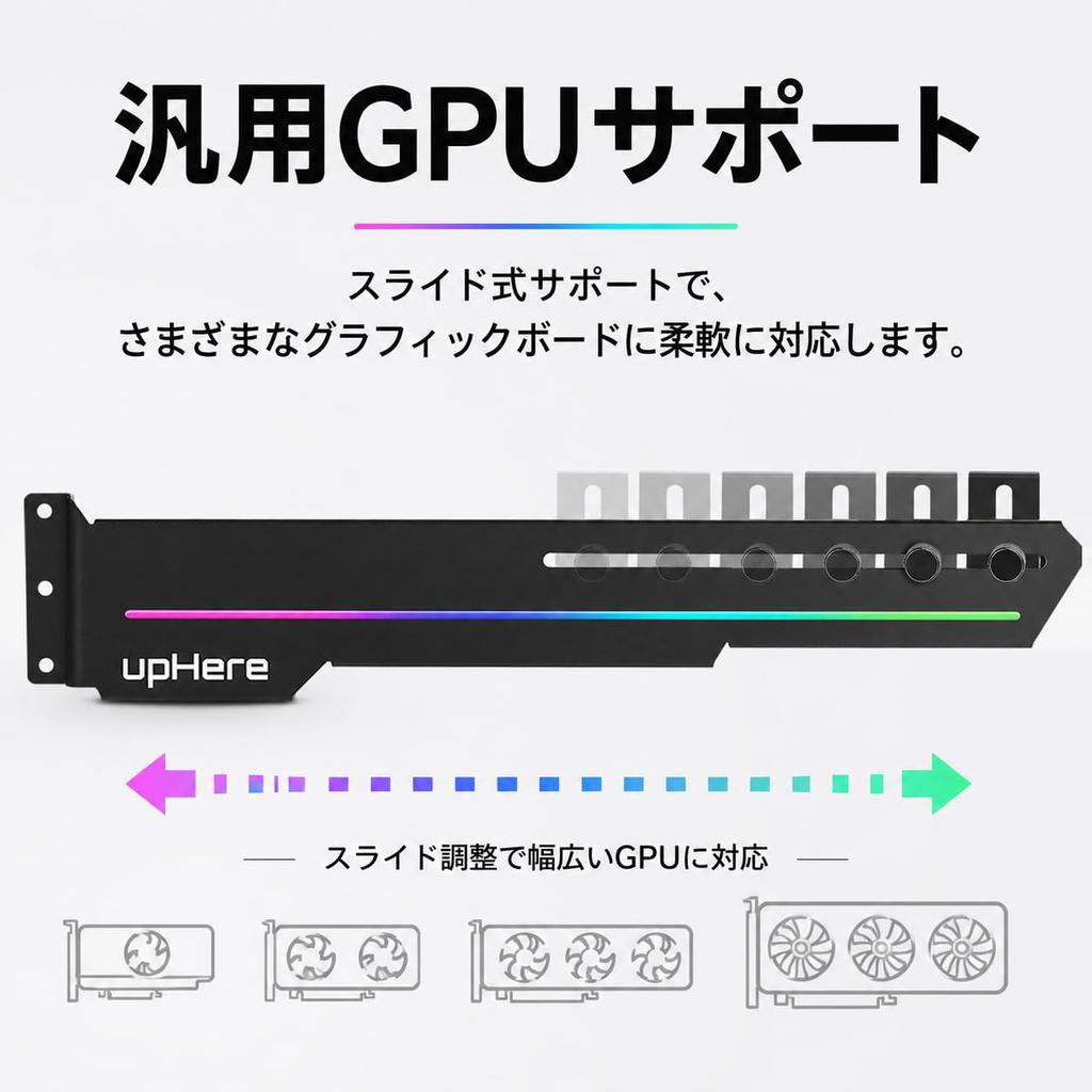 Универсальный держатель видеокарты Novonest GPU Support с функцией ARGB LED, SYNC с материнской платой 5V 3PIN [GS05ARG]