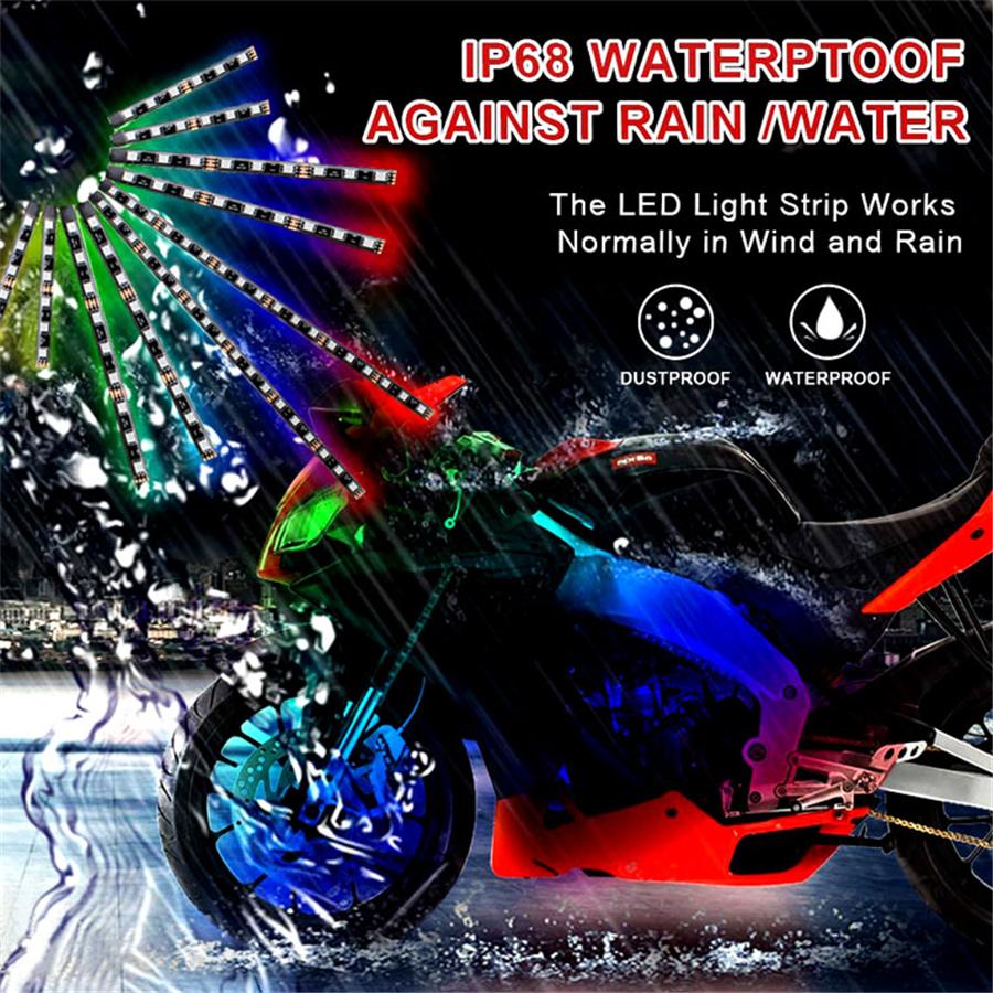 12 шт. 108LED Мотоцикл Квадроцикл RGB LED Неоновая Подсветка Комплект Светодиодных Лент Пульт Дистанционного Управления
