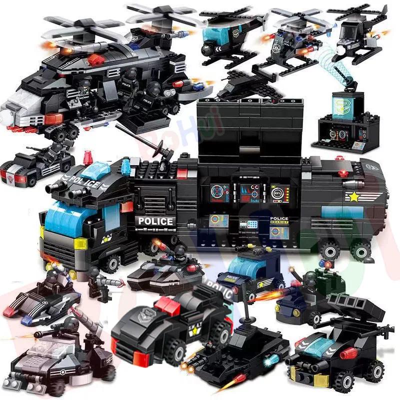 Городской полицейский участок Команда SWAT Военный набор Строительные блоки Машина Боевой робот DIY Игрушка для детей Подарки на день рождения для мальчиков