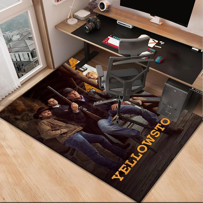 Yellows-tone Dutton Ranch Office Rug Chair Mat, Game Carpet, Suitable for Front Door, Bedroom, Living Room, Desk, Holiday Gift