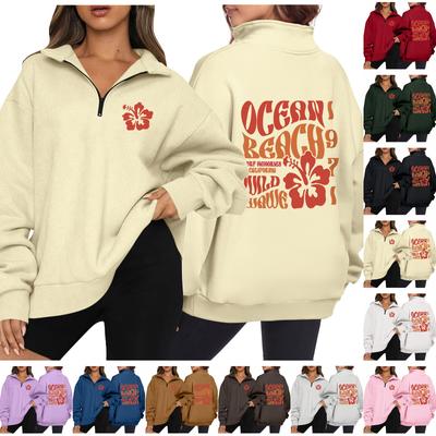 Женская повседневная модная толстовка с длинным рукавом и принтом на молнии