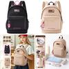 Simple Solid Color Letter And Lots Print Student Casual Backpack With Pendant For School And Daily Use