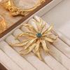 Vintage Luxury Flower Zircon Pin Corsage Ornament Metal Flower Brooch Chrysanthemum Brooch  Suit