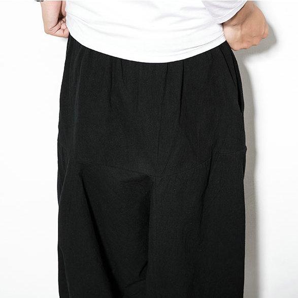 Весенние свободные повседневные брюки-шаровары мужские хлопковые льняные однотонные мешковатые бегуны в стиле Харадзюку