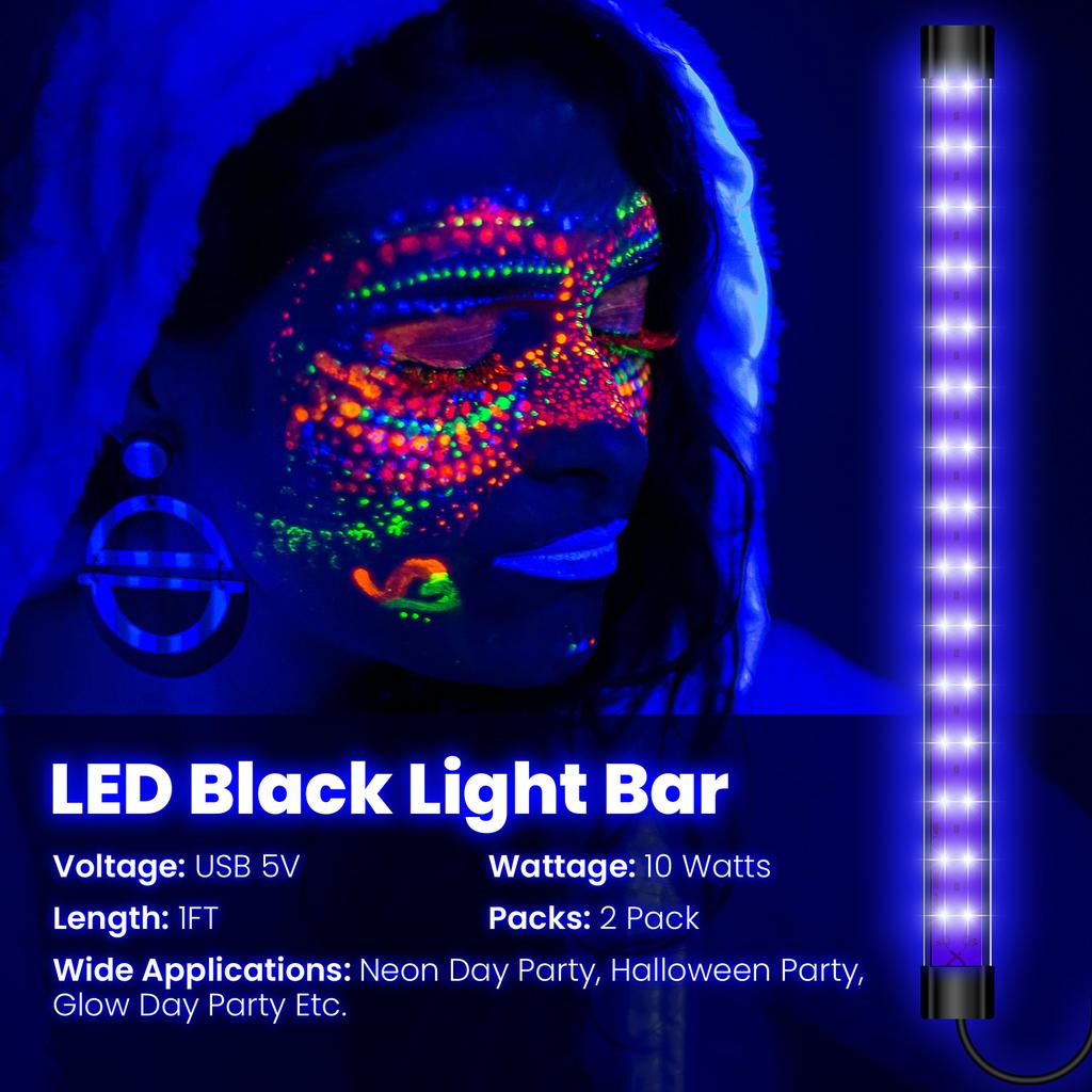 365-395nm Black Light Bar 10W UV Lamp 5V USB Plug with Switch UV Strip Lights LED Blacklight for Glow Party Halloween Lighting