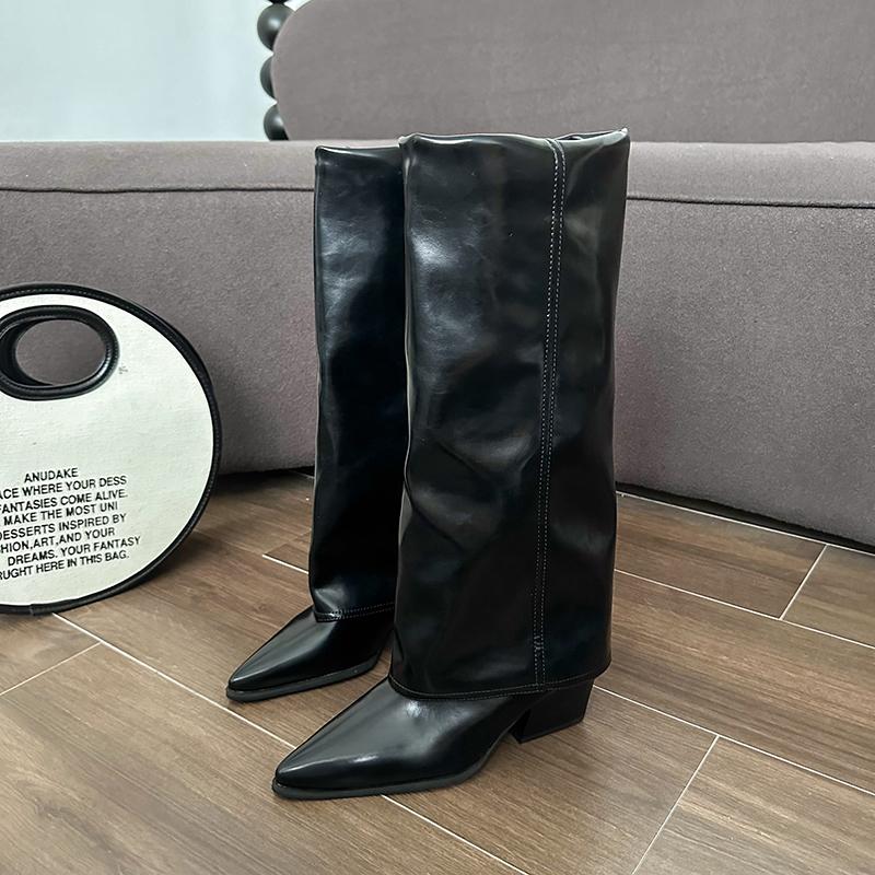Fashion Autumn Winter Pointed Toe Women High Boots Street Style Banquet Party Dress Woman Pipe Long Boots Goth Botas Mujer