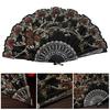 Bronzing Golden Glitter Folding Fan Elegant Plastic Floral Pattern Handheld Fan for Lady Dance Decor