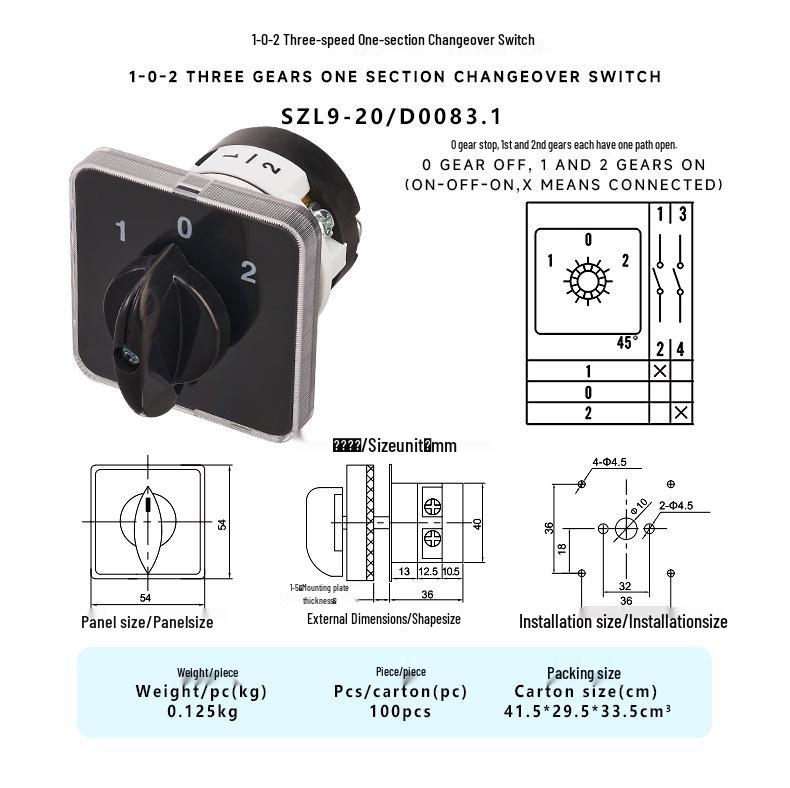 Zhuochao SZL9-20/D0083.1 Rotary Changeover Switch (Equivalent to LW31 GLE9 EP Universal Switch)