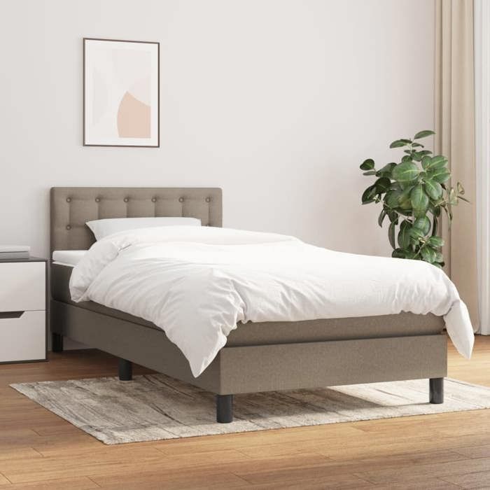 Maison Exclusive - Sommier à lattes de lit avec matelas Taupe 90x190 cm Tissu