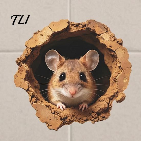 Creative Home Interior Embellishments 3D Realistic Mouse Hole Wall Sticker, Cute Rat Burrow Decal, Whimsical Accents Self-Adhesive Removable Decor