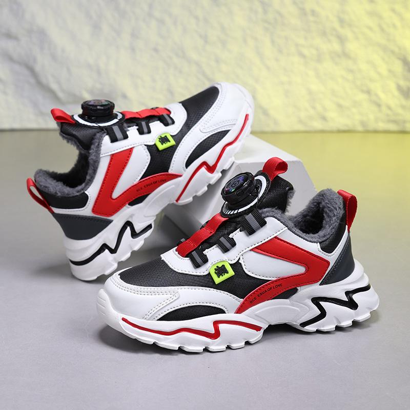 Winter Sports Shoes Children's Cotton Shoes Sports Shoes PU Waterproof Plus Velvet Warm Ultra-light Boys Snow Sports Shoes