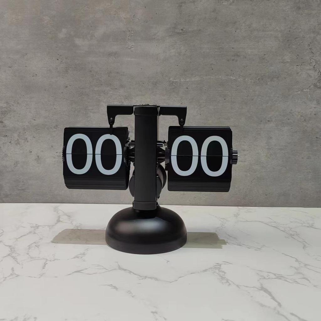 Creative Retro Flip Clock - Modern Simple Design, Ingenious Single-Leg Balance for Living Room Decor