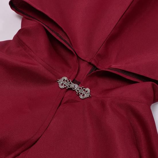 Хэллоуинский плащ в стиле ретро с капюшоном, с отделкой металлической пряжкой, шаль