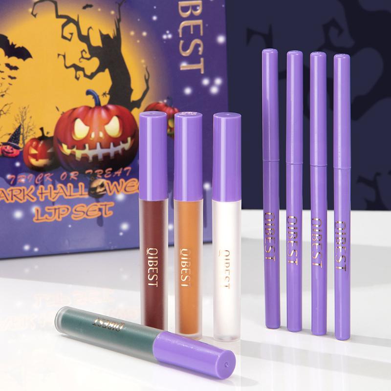 Non-stick Cup Non-fading Lip Glaze + Lip Modification Lip Liner Set with Long-lasting Color and Non-smearing Makeup