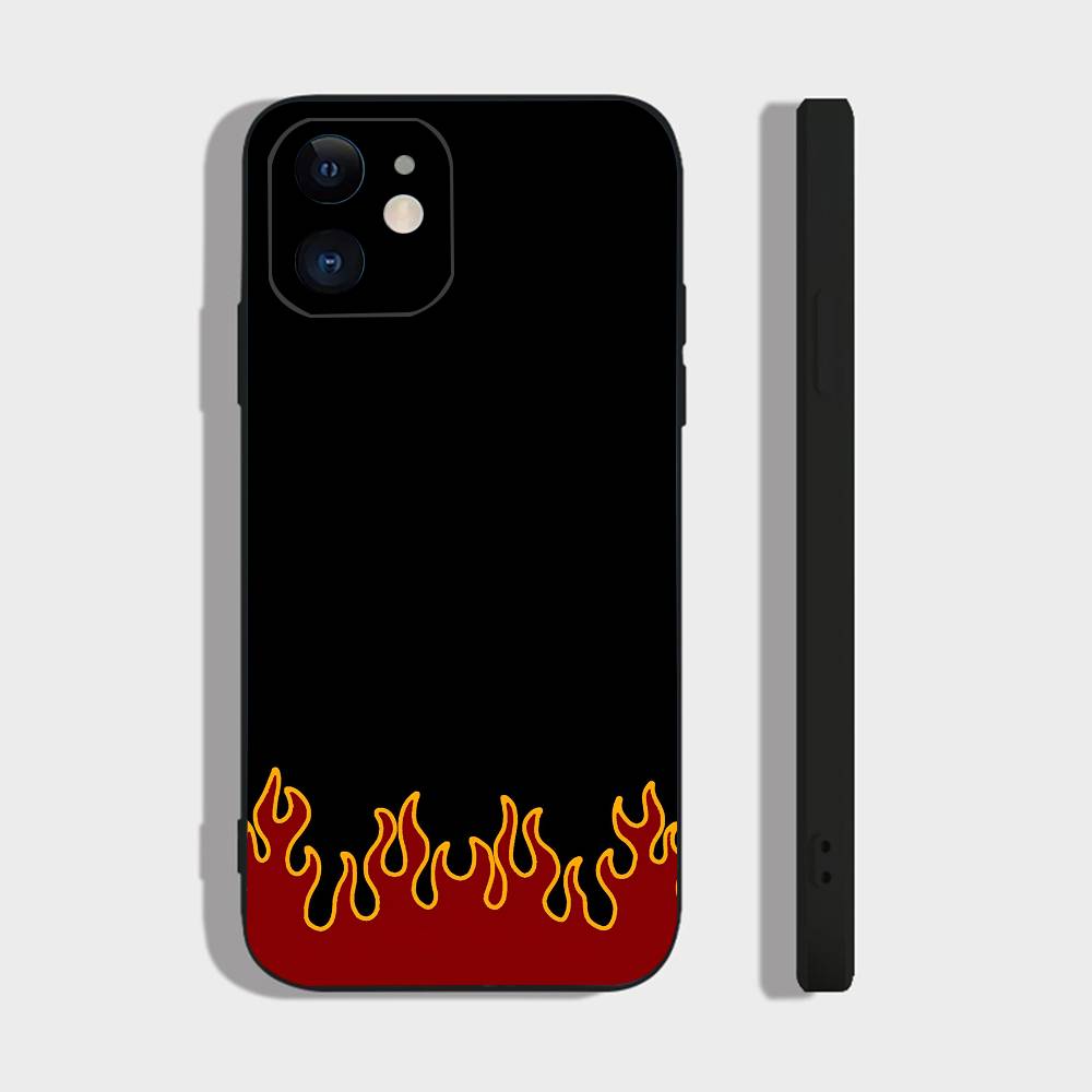 Огонь Для iPhone 13,17,11,12,16,14,15,Plus,Pro Max Мягкий Силиконовый Черный Чехол для Телефона