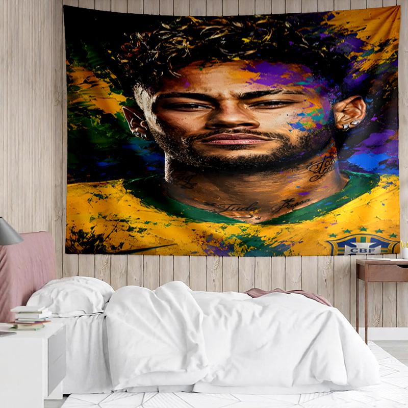 Neymar's Iconic Pose Tapestry, Unique Design Tapestry, Suitable for Bedroom,Livingroom, Playroom,Heartwarming Fan Holiday Gifts