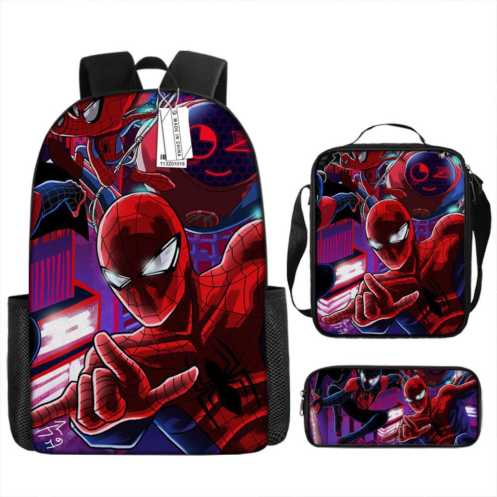 Spiderman School Backpack Set With Oxford Fabric Breathable Waterproof For Kids