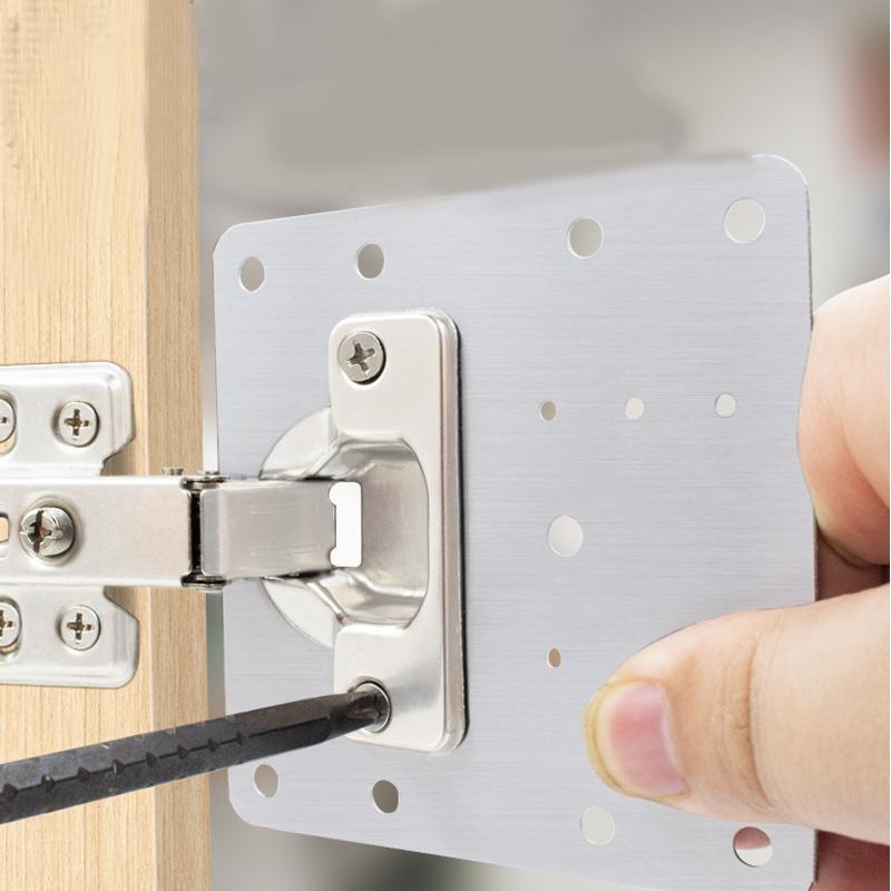 With Holes Flat Fixing Brace Brackets Cabinet Hinge Repair Plate Kit Kitchen Cupboard Door Hinge Mounting Plate Household Tools