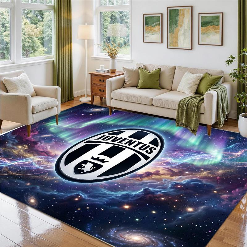 Juventus FC Design Crystal Velvet Rug Soft Decorative Mat for Bedroom Entrance