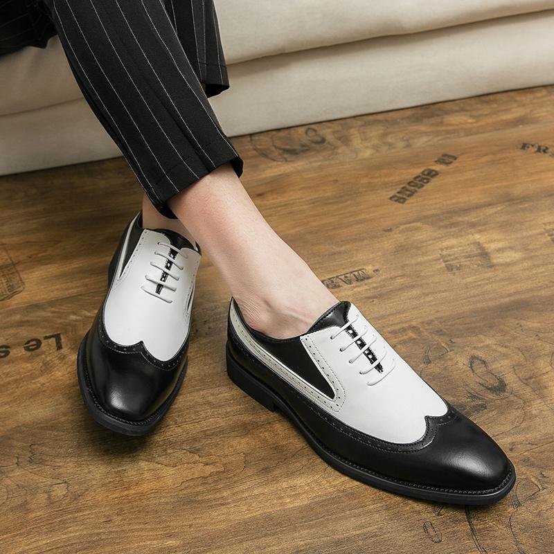Модные деловые мужские кожаные туфли-броги, модные цветные блокирующие туфли для отдыха, вечеринки, офиса, свадебного платья, новые