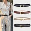 Women's Belt Trend Golden Buckle Belt Fashion Casual Versatile Thin Belt Soft PU Leather Belt Jeans Belt Gift for Mom Girlfriend