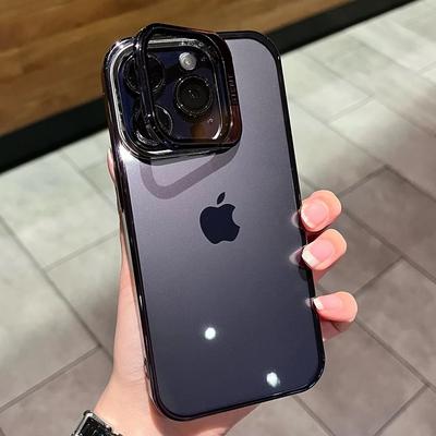 Скрытый держатель для линз, Подходит для чехла для телефона iPhone 15Pro, iPhone14 Полное покрытие линз 13 Прозрачный защитный чехол