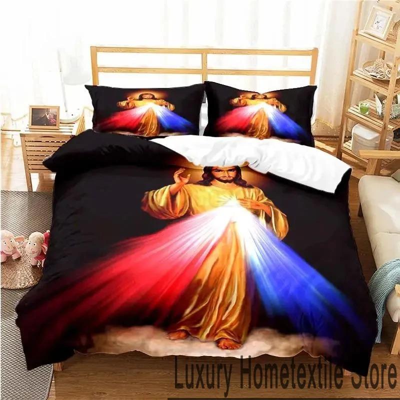 3D-принт Священное Сердце Иисуса Христа Комплект постельного белья Двуспальный Твин King Пододеяльник Одеяло Наволочка Для Мальчиков Девочек Взрослых Спальня