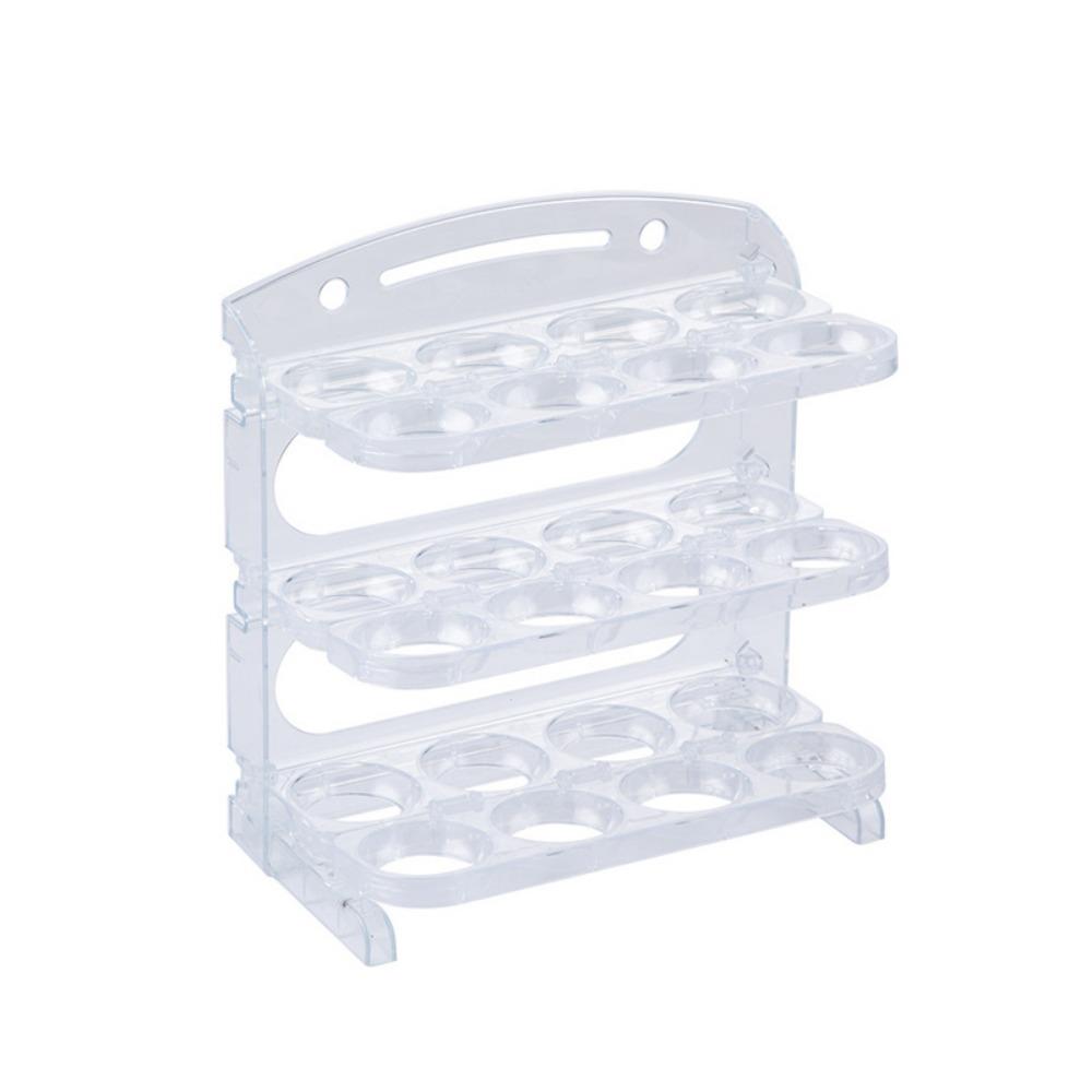 Plastic 3 Layer Foldable Egg Holder 24-Grid Large Capacity Reversible Flip Egg Containers Space Saving Stackable Egg Storage Box